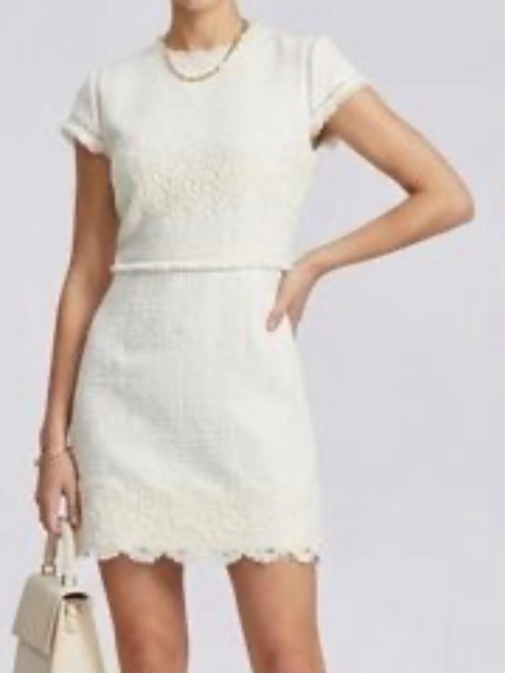 Zara Tweed Mini Dress White